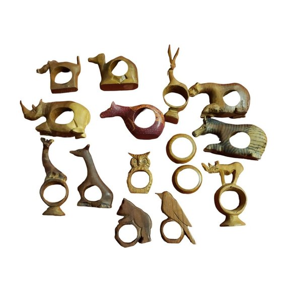 1980s Wood African Elephant + Rhino + multiple Animals From Kenya Africa Hand Ca - Picture 1 of 16